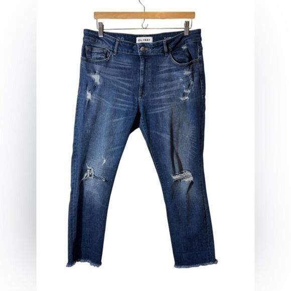 DL1961 florence instasculpt cropped uptown denim blue jeans 32 - Picture 1 of 6